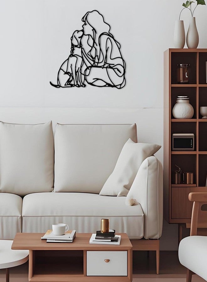 ديكور حائط معدني أسود من DICYWUDI، مقاس 15 × 10.6 بوصة، يضم صور نساء وكلاب. - Image 5