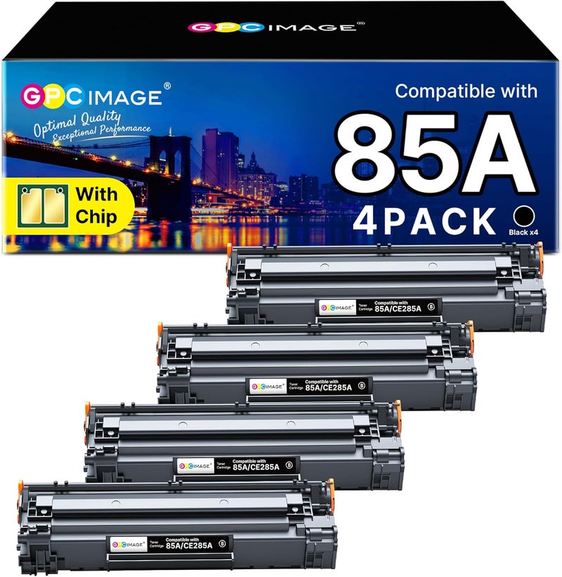 GPC Image Compatible Toner Cartridges Replacement for HP 85A CE285A for P1102W P1102 P1106 M1136 M1130 M1132 M1134 M1212 M1212NF M1213NF M1132MFP M1217NFW P1100 M1134MFP M1136MFP (Black, 4-Pack) - Image 1
