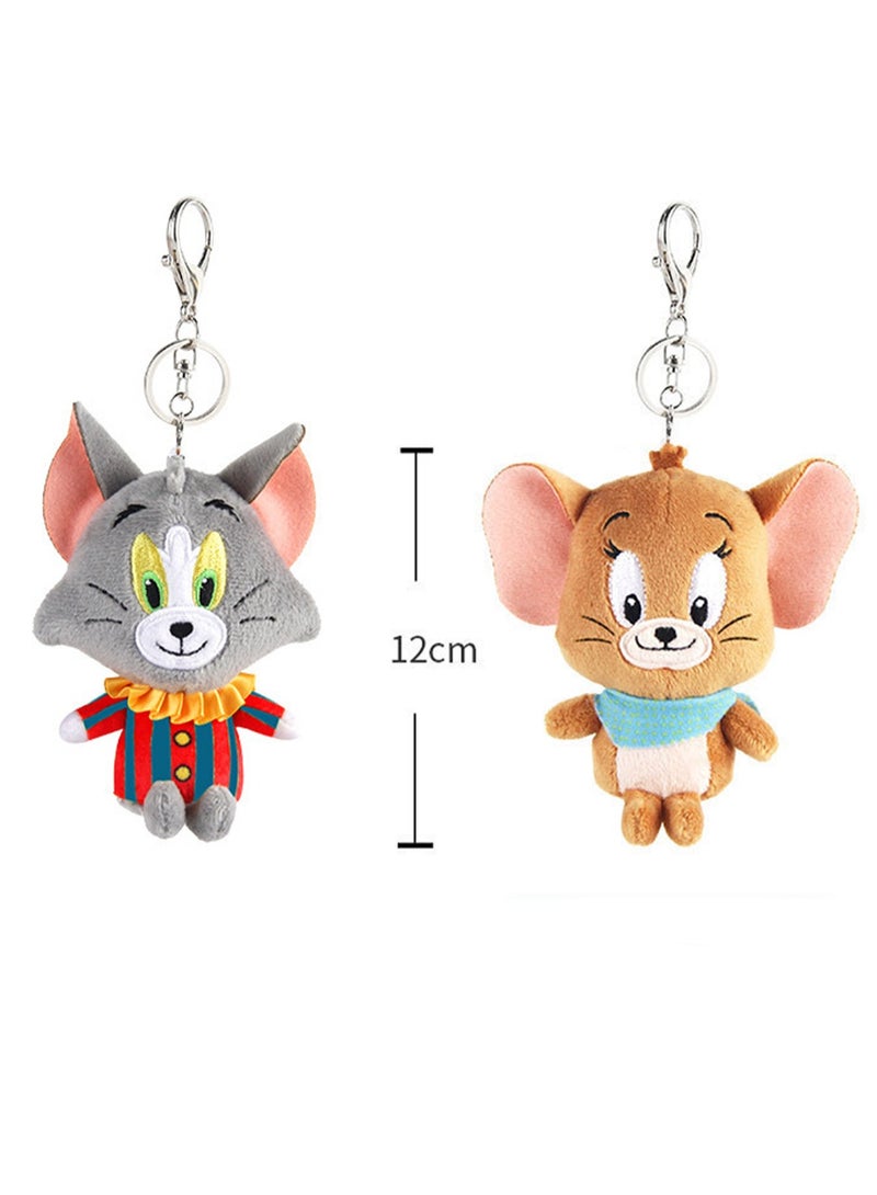 Generic 2-Piece Tom-Cat with Jerry-Mouse Stuffed Plush Toy Backpack Shoulder Bag Accessory Stuffed Animal Keychain Birthday Gift for Girls and Boys（12cm-Circus Style） - Image 2