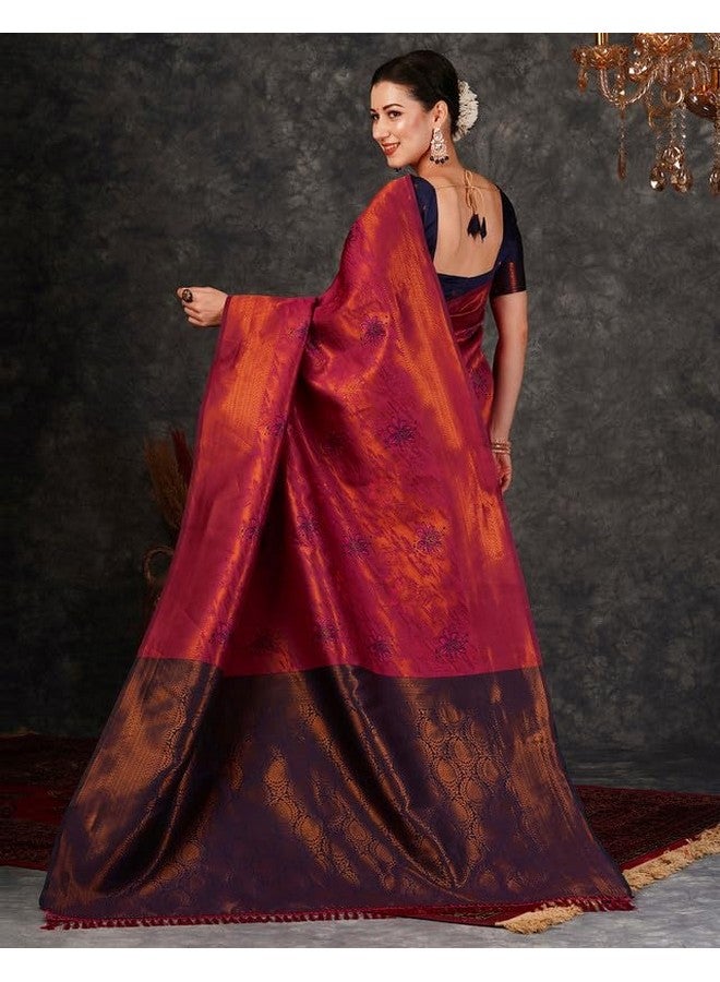 SIRIL Women's Soft Banarasi Silk Saree With Unstitched Blouse Piece (3759S131_Pink) - Image 4