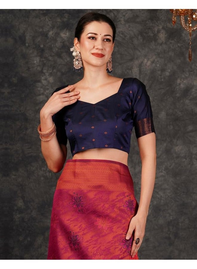 SIRIL Women's Soft Banarasi Silk Saree With Unstitched Blouse Piece (3759S131_Pink) - Image 5