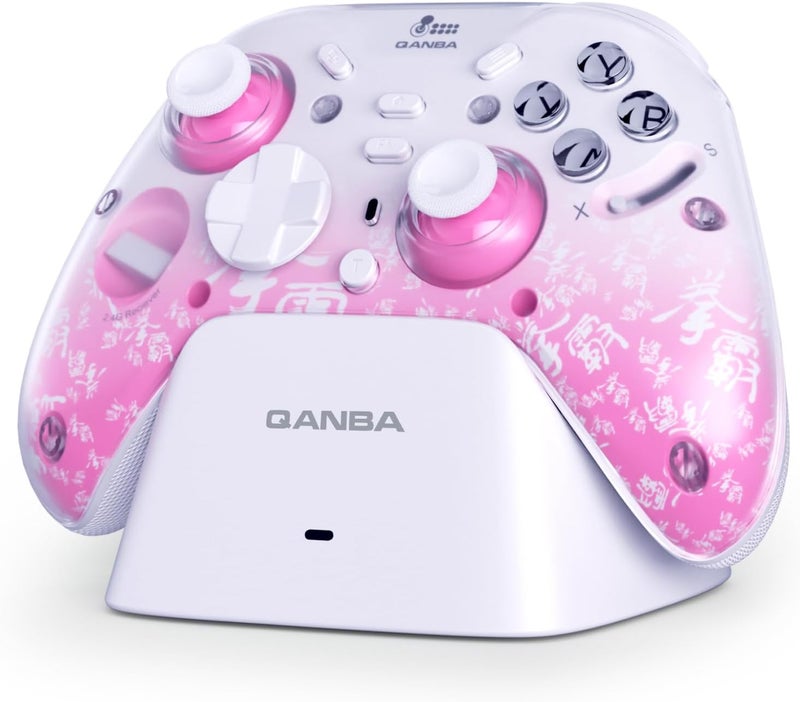 Qanba Phantom Multi-Mode Smart Wireless Controller for Windows PC and Android and iOS and TV，PC Controller With Hall-Effect Joysticks，Tri-Mode Connection (2.4G/Bluetooth/Wired) (Pink) - Image 1