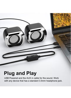 Y&D Computer Speaker, Minimalistic 2.0 USB-C Powered Desktop Speakers, Laptop Speakers with Volume Control and 3.5 Mm Audio Plug, Suitable for PC Monitor, Tablets Cellphone (Black)  - Image 2