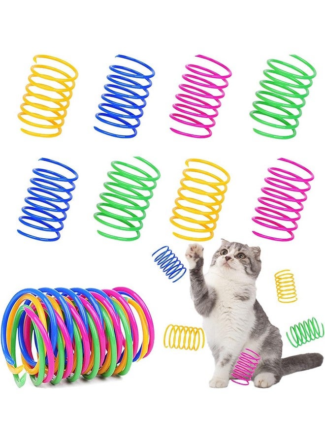 Inralimot 8Pcs Interactive Cat Toys - Durable Plastic Coils, Colorful Springs for Indoor Cats - Active Play for Swatting, Biting, Hunting - Image 1