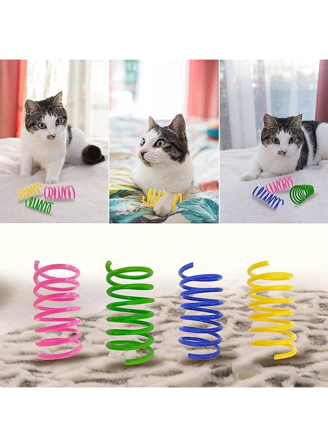 Inralimot 8Pcs Interactive Cat Toys - Durable Plastic Coils, Colorful Springs for Indoor Cats - Active Play for Swatting, Biting, Hunting - Image 5