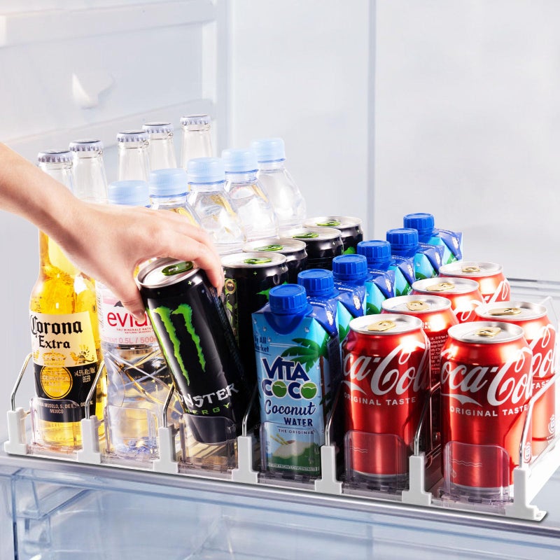 Coanto Drink Organizer for Fridge, Soda Can Dispenser for Refrigerator, Automatic Self-Pushing Fridge Drink Dispenser Holds up to 30 Cans, 6 Row - Image 1