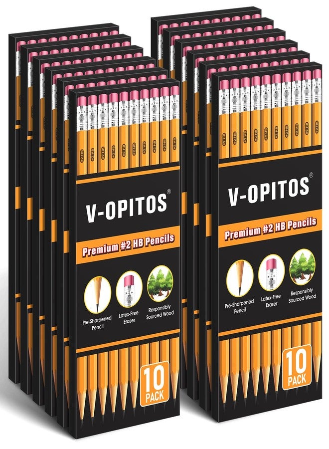 في-أوبيتوس أقلام رصاص V-Opitos ذات غلاف خشبي رقم 2 HB، عبوة من 120 قلم رصاص مبرية مسبقًا مع ممحاة علوية، لوازم مدرسية للمعلمين، للكتابة والرسم والتخطيط. - Image 1