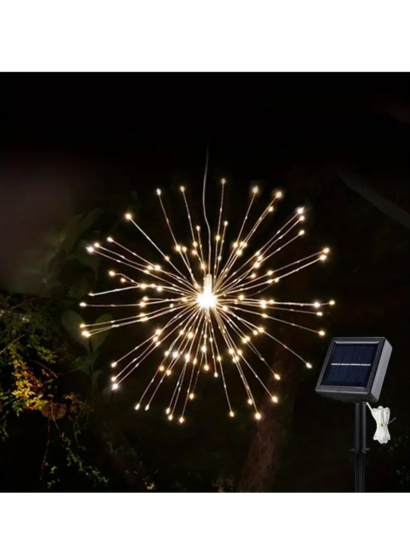 RACO RACO 90Pcs Outdoor Solar Fireworks Light, Copper Wire String DIY Landscape Light, Solar Garden Decorative Light, Walkway, Backyard, Party Decoration | Warm White  - Image 1