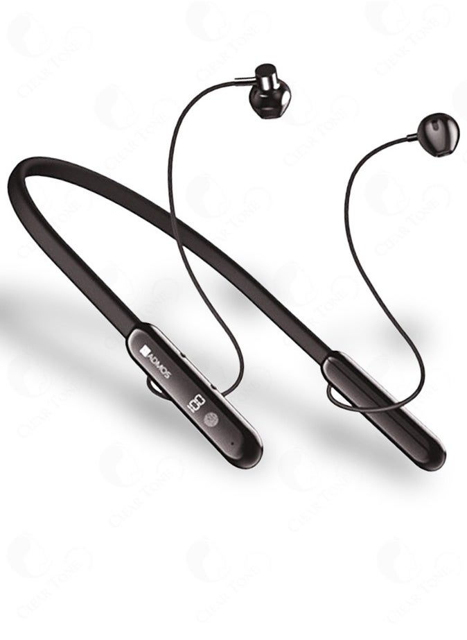 Admos Neckband Headphone With 80 Hours Music Playtime | Real-time Digital Power Display | IPX4 Waterproof Sweatproof | Magnetic Design Earbud | Bluetooth 5.3 Auto Connect Technology | Skin Friendly Silicone Material For Extra Comfort  - Image 1