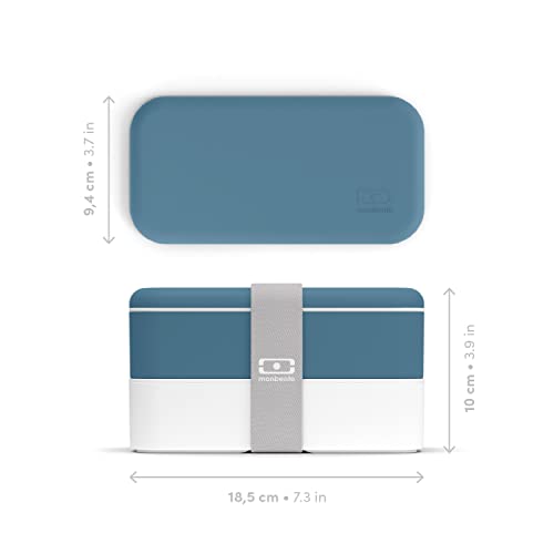 monbento Bento Box Adult MB Original Blue Denim 2 Leakproof Compartments Stackable Lunch Box Perfect for WorkPicnicSports BPA Free Food Containers Microwave Dishwasher Safe Blue - Image 3