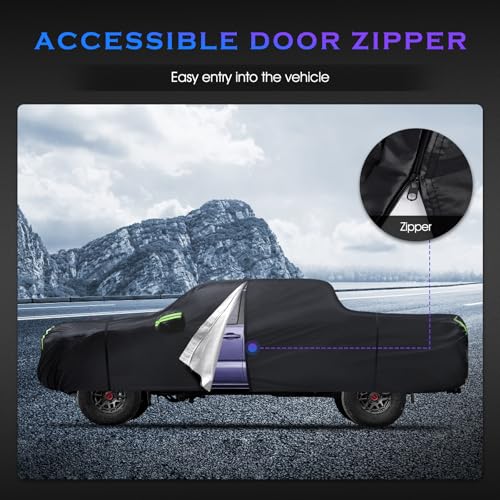 Qualencey Car Cover Custom Fit for Toyota Tacoma 2005-2023,6 Layers Truck Cover Waterproof All Weather for Automobiles,Outdoor Full Exterior Cover,Rain, Sun, Wind Protection,Black - Image 5