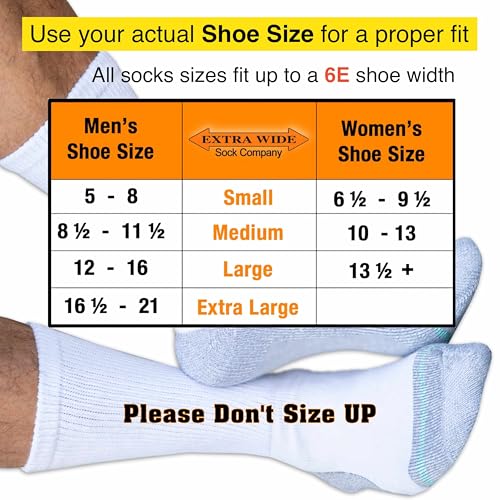 Extra Wide Medical Mid Calf Crew Pack of 3 Made in USA for Men and Women US Alpha Large Regular Regular Black - Image 5