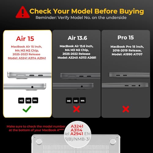 Meyaar Case Compatible with MacBook Air 15 inch M4 2025 2024 2023 Release A3241 M3 A3114 M2 A2941 Liquid Retina Display, Plastic Hard Shell (Crystal Clear) - Image 2
