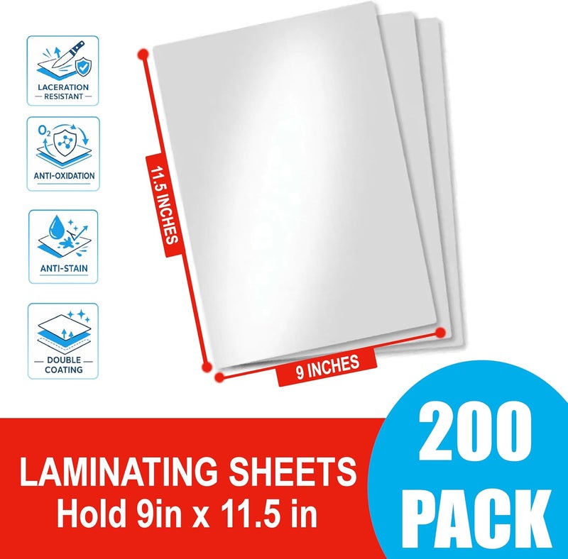 Simply Cool 3MIL Thermal Laminating Sheets (200 Count) 9x11.5 inch, Letter Size, Dry-Erase Friendly Laminate Pouches, Compatible with Laminator Machine, Crystal Clear Laminated Finish - Image 2