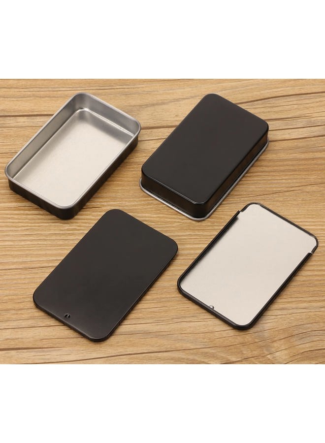 Mini Skater 4Pcs 3.15"x1.97"x0.59"Mini Metal Slide Top Tin Containers, Sliding Cover Push-Pull Tin Box,Portable Slide Cover Storage Box for Wedding Jewelry Lip Balm Container Cosmetic Organizer(Black) - Image 2