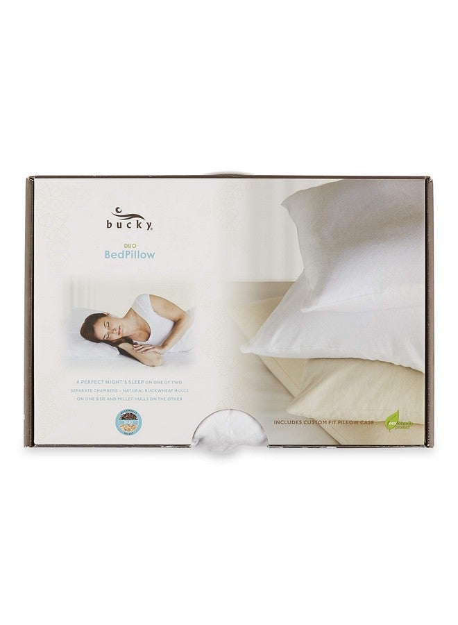 Bucky Natural Collection, Buckwheat/Millet Filled Duo Bed Pillow, 20x15, White - Image 3