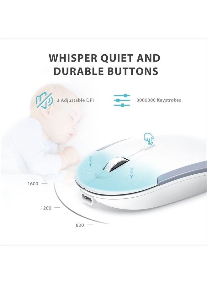 GK08 Wireless Keyboard and Mouse - Rechargeable, Ergonomic, Quiet, Full Size Design with Number Pad, 2.4G Stable Connection Slim Mac Keyboard and Mouse for Windows Mac OS Computer