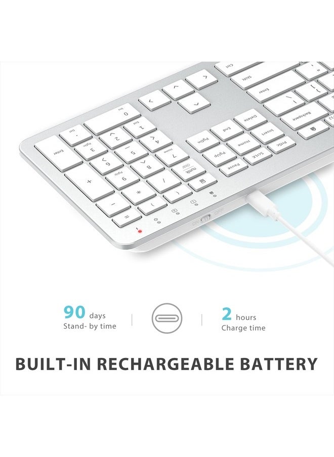 GK08 Wireless Keyboard and Mouse - Rechargeable, Ergonomic, Quiet, Full Size Design with Number Pad, 2.4G Stable Connection Slim Mac Keyboard and Mouse for Windows Mac OS Computer