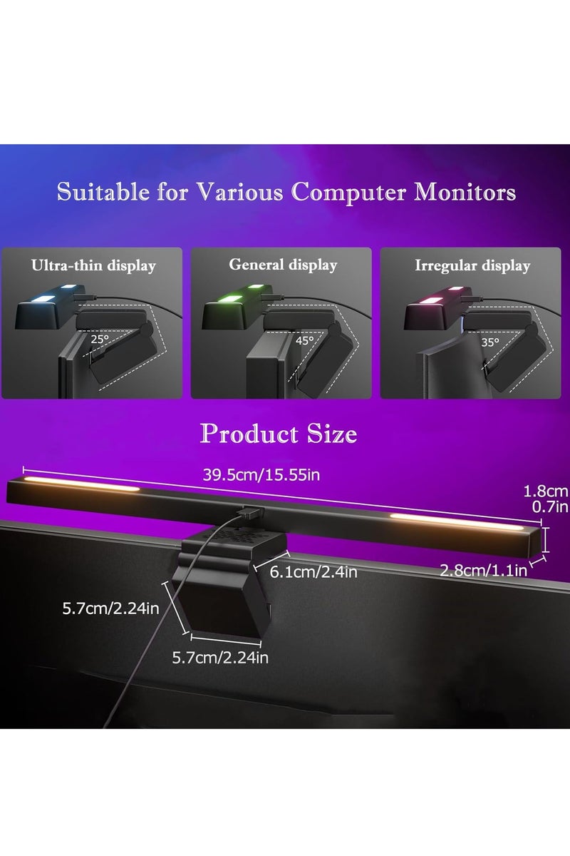 أفضل ذروة مصباح شاشة كمبيوتر مزود بـ 7 أوضاع إضاءة RGB ومصباح مكتب LED USB مع التحكم باللمس، مصباح شاشة بدون وهج، مصابيح مكتب LED تعمل بمنفذ USB للقراءة الإلكترونية مع التحكم باللمس للمكتب/المنزل/الألعاب/المكتب 510 × 32 مم - Image 5