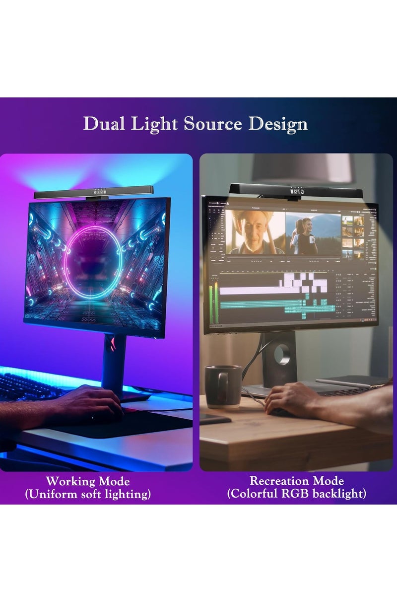 أفضل ذروة مصباح شاشة كمبيوتر مزود بـ 7 أوضاع إضاءة RGB ومصباح مكتب LED USB مع التحكم باللمس، مصباح شاشة بدون وهج، مصابيح مكتب LED تعمل بمنفذ USB للقراءة الإلكترونية مع التحكم باللمس للمكتب/المنزل/الألعاب/المكتب 510 × 32 مم - Image 4