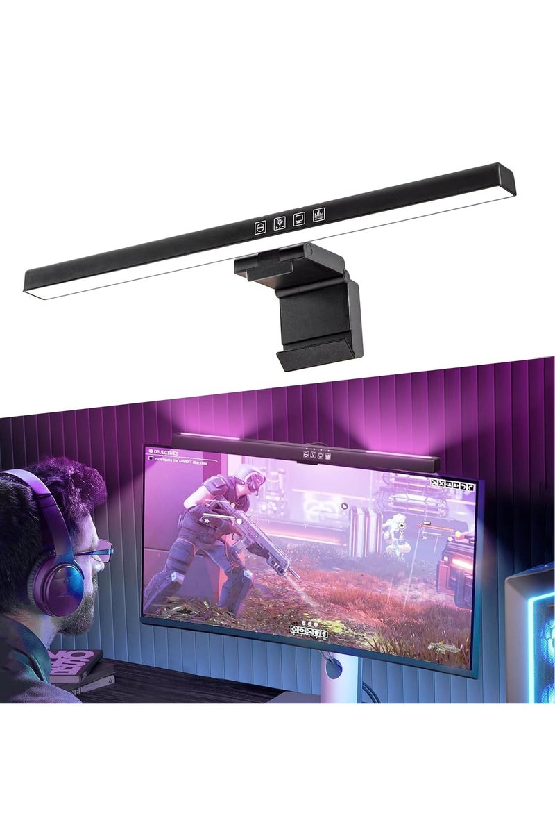 أفضل ذروة مصباح شاشة كمبيوتر مزود بـ 7 أوضاع إضاءة RGB ومصباح مكتب LED USB مع التحكم باللمس، مصباح شاشة بدون وهج، مصابيح مكتب LED تعمل بمنفذ USB للقراءة الإلكترونية مع التحكم باللمس للمكتب/المنزل/الألعاب/المكتب 510 × 32 مم - Image 2