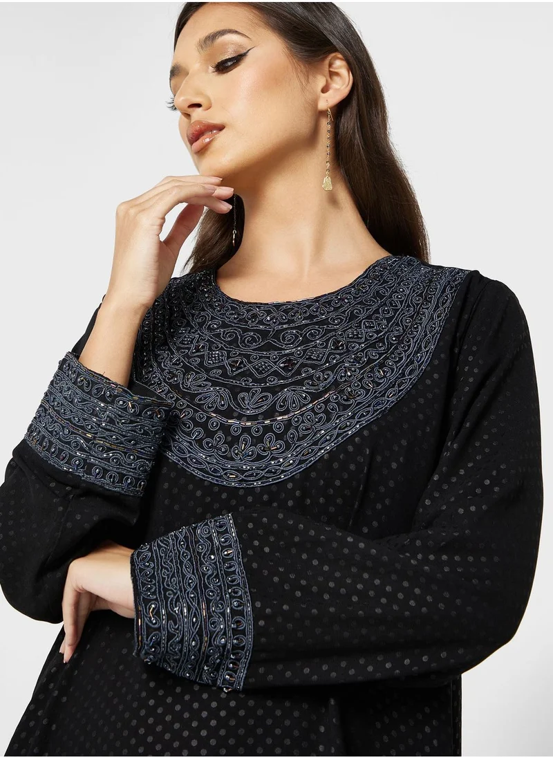 KASHKHA Embellished Flared Sleeve Jalabiya