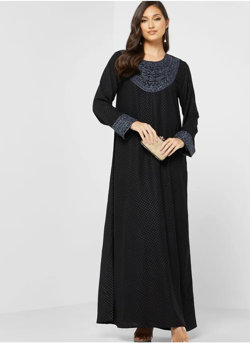 KASHKHA Embellished Flared Sleeve Jalabiya