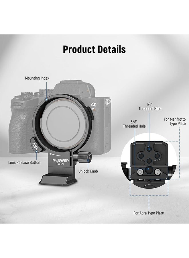 Neewer Rotatable Collar Mount Plate for Sony Alpha 7R IV 7R V 7 IV 7S III, Fast Horizontal to Vertical Camera Tripod Lens Mount Ring Compatible with DJI RS 2/3 u0026 Arca Quick Release System, CA021  - Image 5