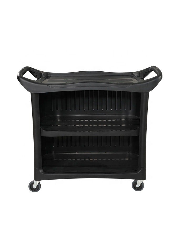 Generic 3 Tier Trolley On Wheels Black Heavy Duty Hotel Catering Trolley with Handle on Wheels  - Image 1