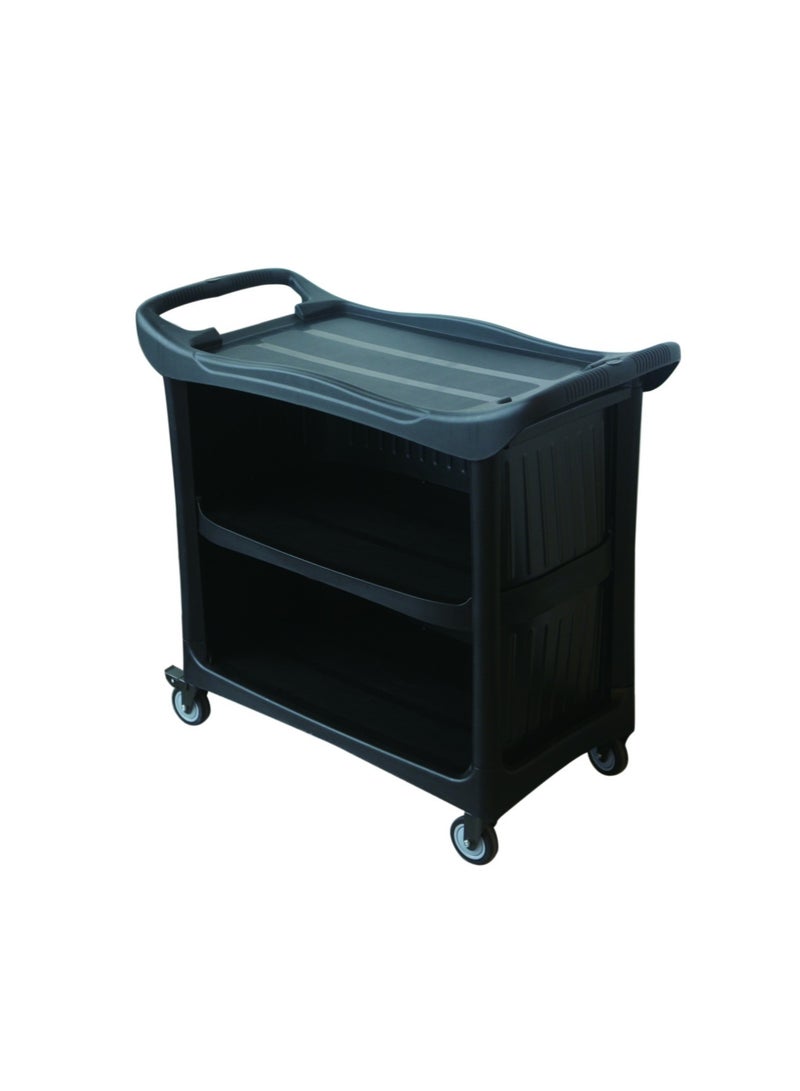 Generic 3 Tier Trolley On Wheels Black Heavy Duty Hotel Catering Trolley with Handle on Wheels  - Image 5