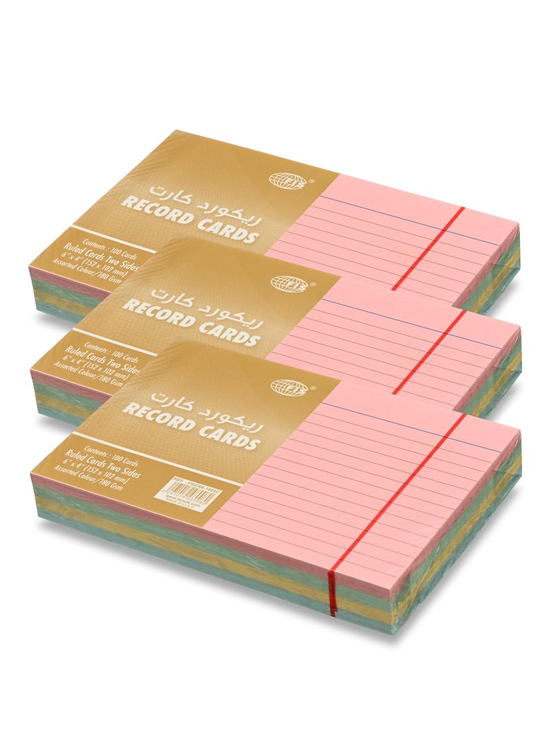 FIS بطاقات تسجيل FIS® المقسمة أو بطاقات الفهرسة، الحجم: 6"x4" بوصات (152x102 مم)، مقسمة من الجانبين، 180 جرام/متر مربع، 100 ورقة لكل عبوة، 4 ألوان متنوعة، عبوة من 3 قطع - FSIC64-1804C-3 - Image 2