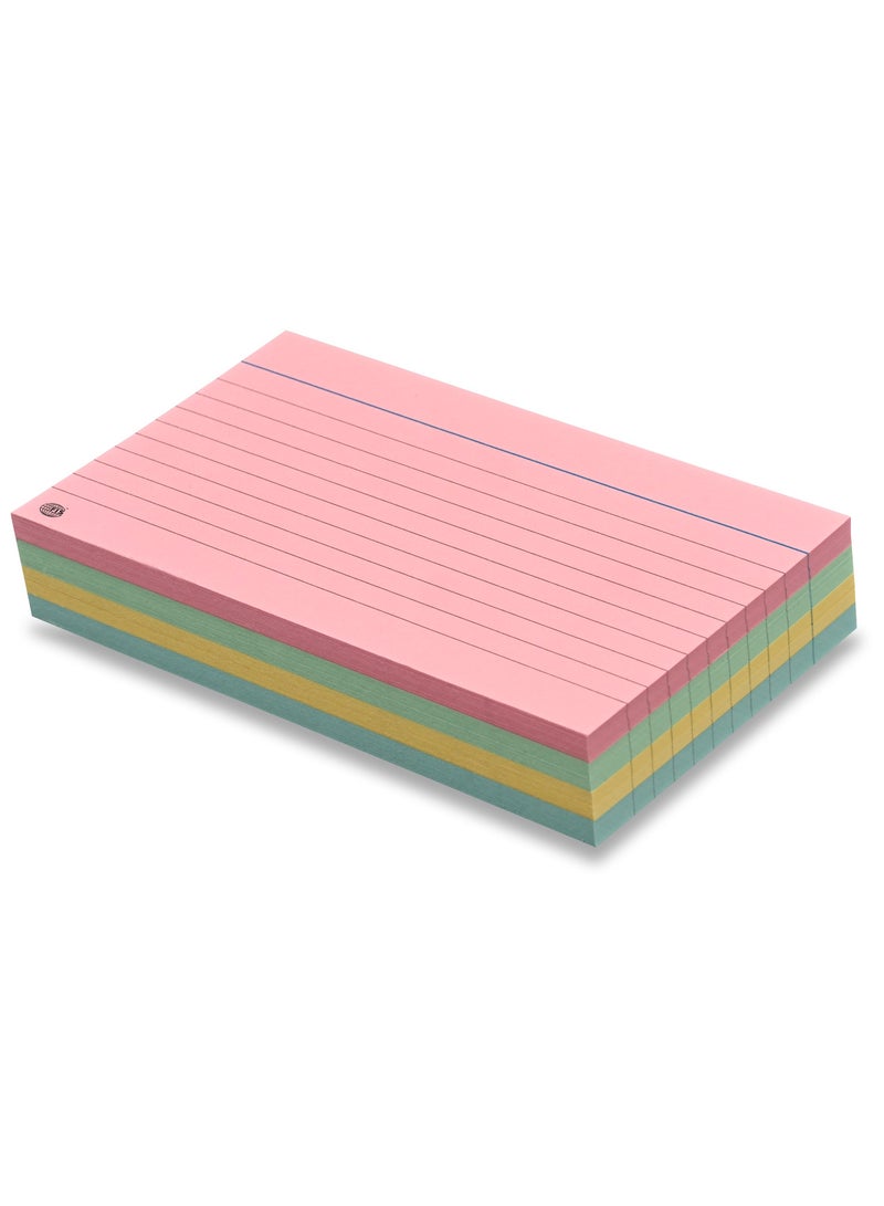 FIS بطاقات تسجيل FIS® المقسمة أو بطاقات الفهرسة، الحجم: 6"x4" بوصات (152x102 مم)، مقسمة من الجانبين، 180 جرام/متر مربع، 100 ورقة لكل عبوة، 4 ألوان متنوعة، عبوة من 3 قطع - FSIC64-1804C-3 - Image 3