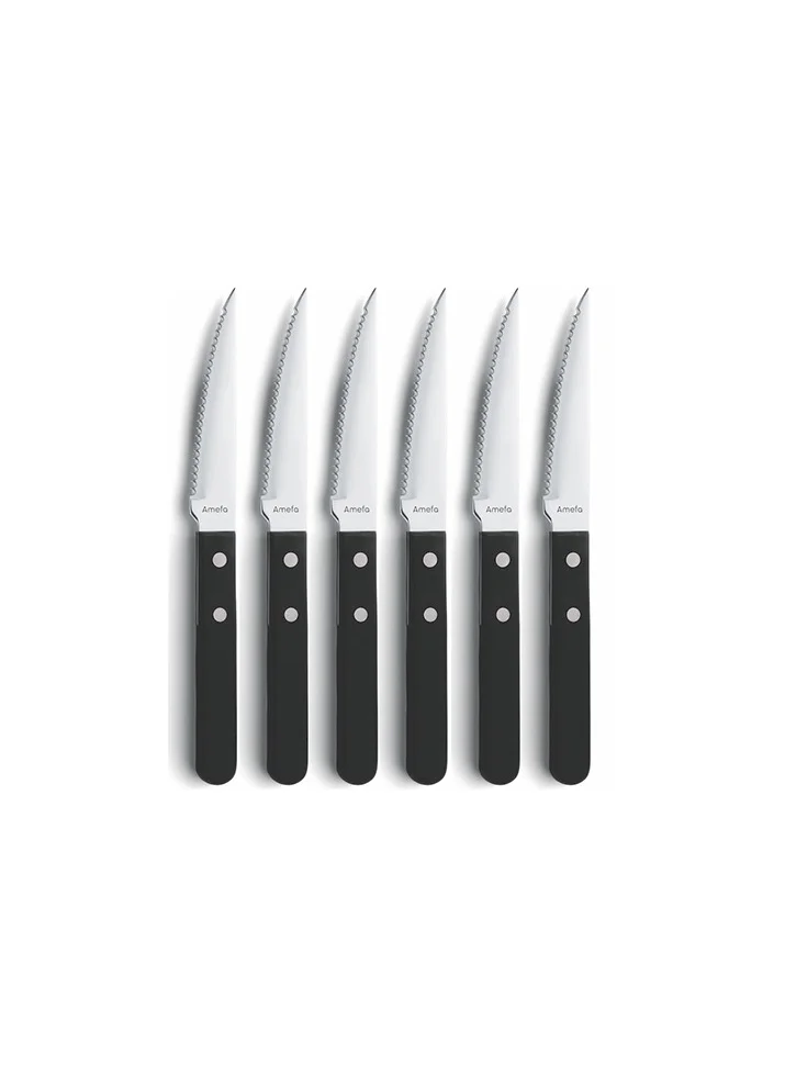 Amefa Pizza 7000 6 steak Knives black on blister