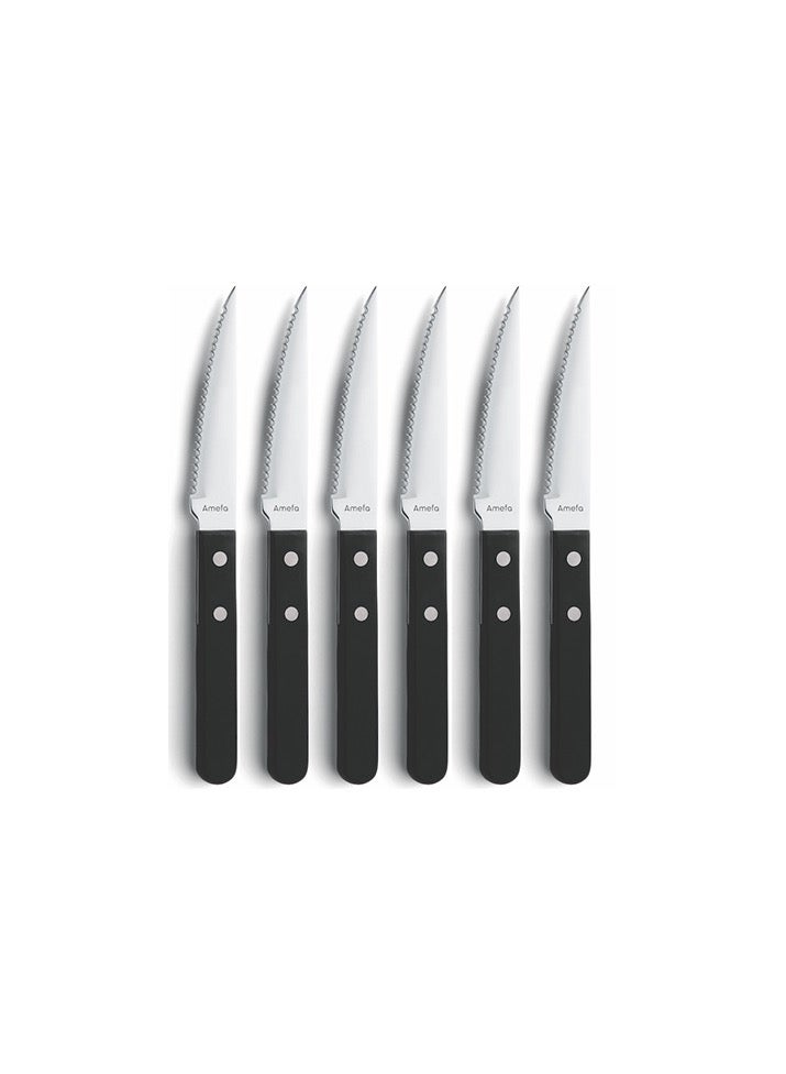 Amefa Pizza 7000 6 steak Knives black on blister - Image 2