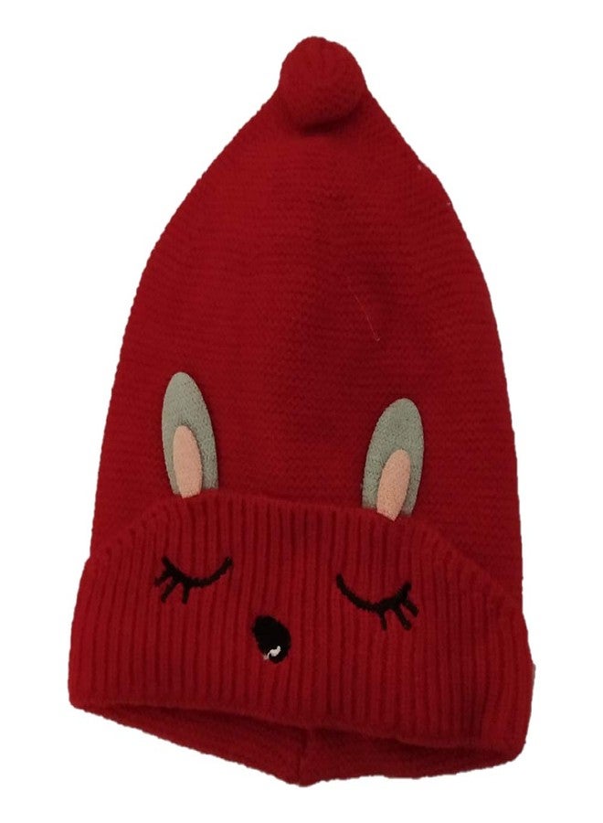 Malvina Kids Cute Eye Cartoon Design Beanie Cap (Red, 1-5Years Old) - Image 1