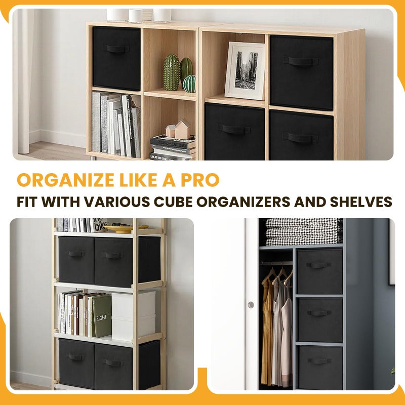 Criusia Large Storage Cubes- 13 Inch Cube Storage Bins for Organizing Shelves Kallax - Nursery Closet Organization Bins for Clothes Blanket - 10 Pack Collapsible Decorative Storage Box for Living Room (Black) - Image 3
