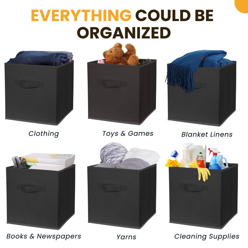 Criusia Large Storage Cubes- 13 Inch Cube Storage Bins for Organizing Shelves Kallax - Nursery Closet Organization Bins for Clothes Blanket - 10 Pack Collapsible Decorative Storage Box for Living Room (Black) - Image 4