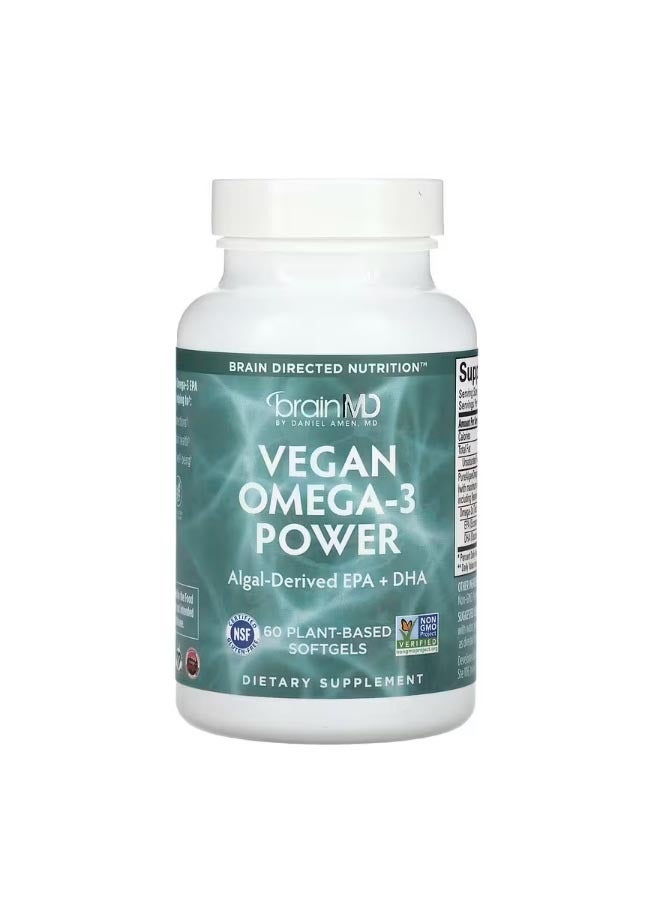 برينمد Vegan Omega 3 Power 60 Plant Based Softgels - Image 1