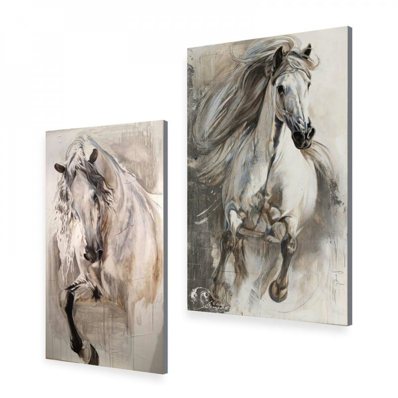 Marktna Double canvas painting with a horse design, total size 80x60 cm - Image 2