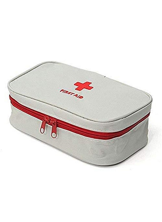 Inditradition Fabric Emergency First Aid Kit Pouch (Empty) | Multi-Layer Travel Medicine Pouch, 23X13 Cm (Grey) - Image 1