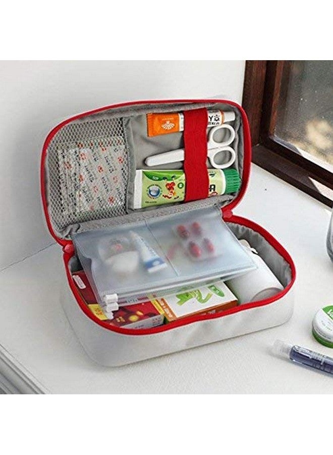 Inditradition Fabric Emergency First Aid Kit Pouch (Empty) | Multi-Layer Travel Medicine Pouch, 23X13 Cm (Grey) - Image 3