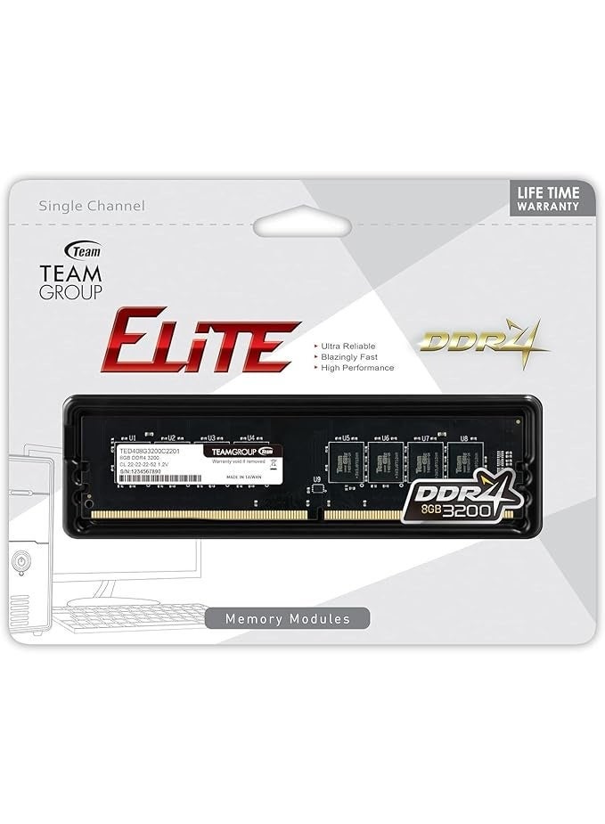 تيم جروب ذاكرة TEAM GROUP MEMORY ELITE UD-D4 سعة 8 جيجابايت، تردد 3200 ميجاهرتز، توقيت CL22-22-22-52، جهد 1.2 فولت - TED48G3200C2201 - Image 5
