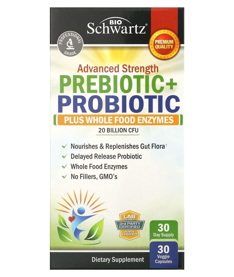 Advanced Strength Prebiotic+Probiotic 20 Billion CFU 30 Veggie Capsules