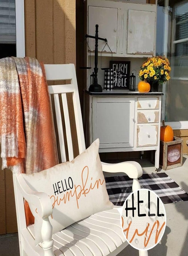 RABUSOFA Fall Pillow Covers 12x20 Inch Outdoor Waterproof Hello Pumpkin Quote Thanksgiving Autumn Lumbar Harvest Throw Cushion Cases Seasonal Fall Decorations for Home Couch Patio - Image 5