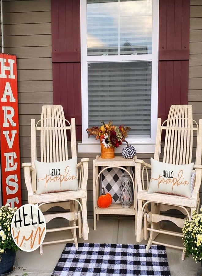 RABUSOFA Fall Pillow Covers 12x20 Inch Outdoor Waterproof Hello Pumpkin Quote Thanksgiving Autumn Lumbar Harvest Throw Cushion Cases Seasonal Fall Decorations for Home Couch Patio - Image 3