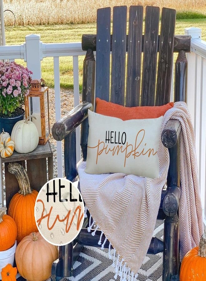RABUSOFA Fall Pillow Covers 12x20 Inch Outdoor Waterproof Hello Pumpkin Quote Thanksgiving Autumn Lumbar Harvest Throw Cushion Cases Seasonal Fall Decorations for Home Couch Patio - Image 2