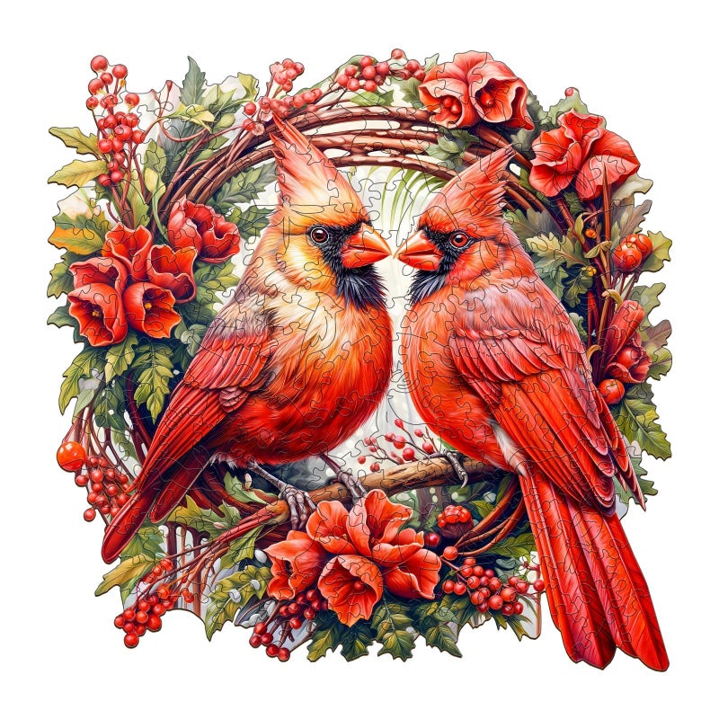 Jigfoxy Wooden Puzzles for Adults Cardinal Wood Puzzle for Adults Unique AnimalShaped Wooden Jigsaw Puzzle Christmas Thanksgiving Gifts for Family and Friends L133 133in300 pcs - Image 3