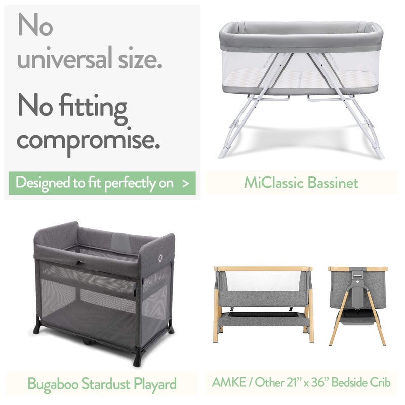 Joey + Joan أغطية سرير مهد متوافقة مع مهد مي كلاسيك - تناسب مرتبة سرير بجانب السرير مقاس 20 × 35 بشكل مثالي - لا تتجمع - قطن جيرسي ناعم وقابل للتنفس - عبوة من 2 - Image 2