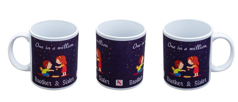 Kaameri Bazaar Rakhi Gift for Brother, One in a Million Brother and Sister Printed Cushion with Filler, Mug, Rakhi for Brother, Roli & Greeting Card -Rakhi Gift for Brother bhai Men - Image 3