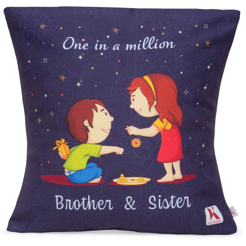 Kaameri Bazaar Rakhi Gift for Brother, One in a Million Brother and Sister Printed Cushion with Filler, Mug, Rakhi for Brother, Roli & Greeting Card -Rakhi Gift for Brother bhai Men - Image 4